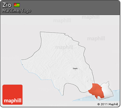 Silver Style 3D Map of Zio, single color outside
