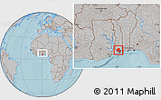 Gray Location Map of Zio, within the entire country, hill shading