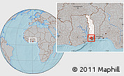 Gray Location Map of Zio, highlighted country, highlighted parent region, within the entire country, hill shading
