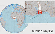 Gray Location Map of Zio, highlighted country, hill shading