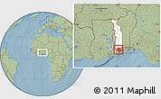 Savanna Style Location Map of Zio, highlighted country, highlighted parent region, within the entire country, hill shading