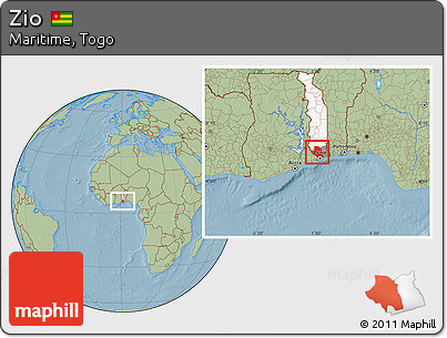 Savanna Style Location Map of Zio, highlighted country, highlighted parent region, hill shading