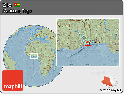 Savanna Style Location Map of Zio, highlighted parent region, hill shading