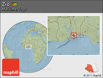 Savanna Style Location Map of Zio, highlighted parent region, hill shading
