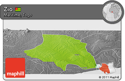 Physical Panoramic Map of Zio, desaturated