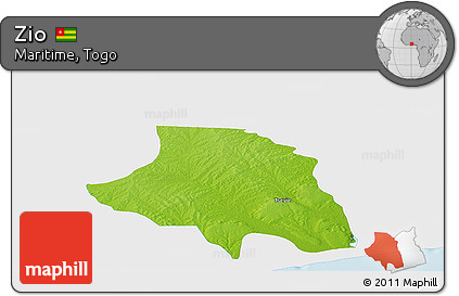 Physical Panoramic Map of Zio, single color outside