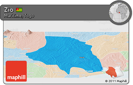 Political Panoramic Map of Zio, lighten