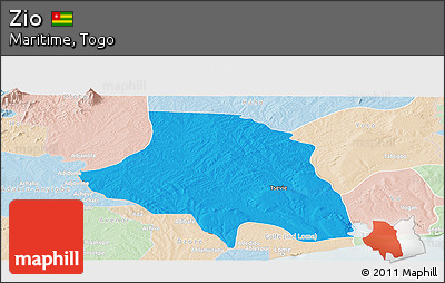 Political Panoramic Map of Zio, lighten