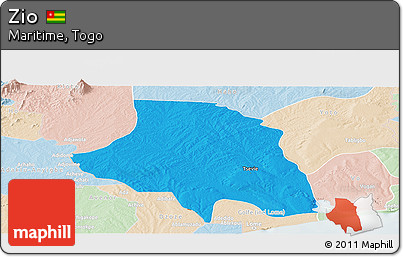 Political Panoramic Map of Zio, lighten