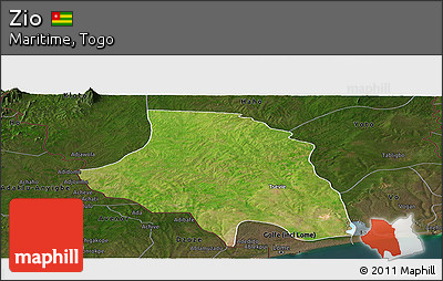 Satellite Panoramic Map of Zio, darken