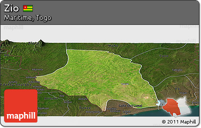 Satellite Panoramic Map of Zio, darken