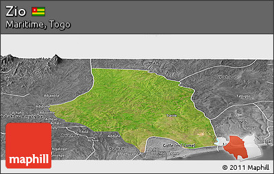 Satellite Panoramic Map of Zio, desaturated