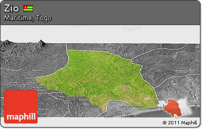 Satellite Panoramic Map of Zio, desaturated