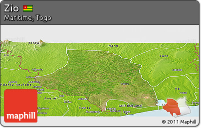 Satellite Panoramic Map of Zio, physical outside
