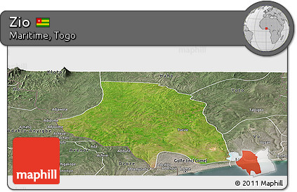 Satellite Panoramic Map of Zio, semi-desaturated