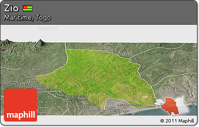 Satellite Panoramic Map of Zio, semi-desaturated
