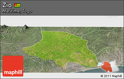 Satellite Panoramic Map of Zio, semi-desaturated