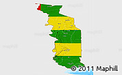 Flag Panoramic Map of Togo, single color outside, bathymetry sea, flag centered