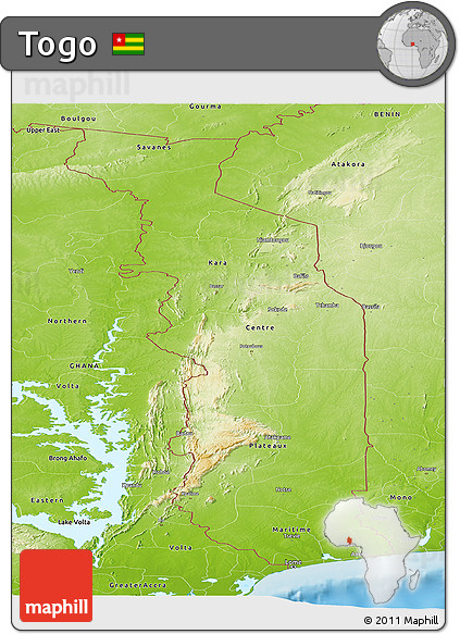 Physical Panoramic Map of Togo