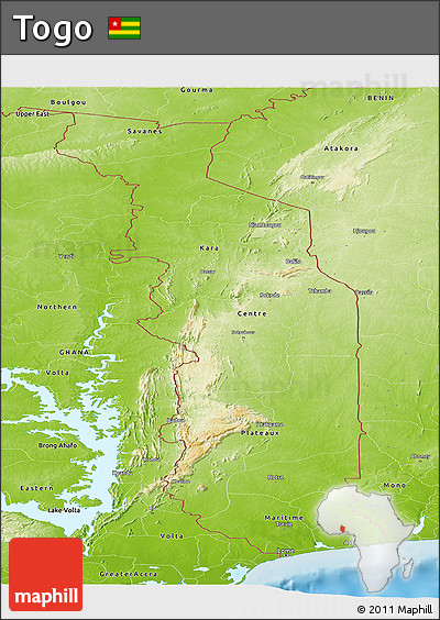 Physical Panoramic Map of Togo