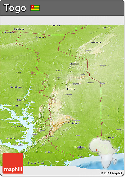 Physical Panoramic Map of Togo