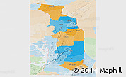 Political Panoramic Map of Togo, lighten