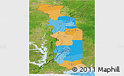 Political Panoramic Map of Togo, satellite outside, bathymetry sea