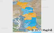 Political Panoramic Map of Togo, semi-desaturated, land only