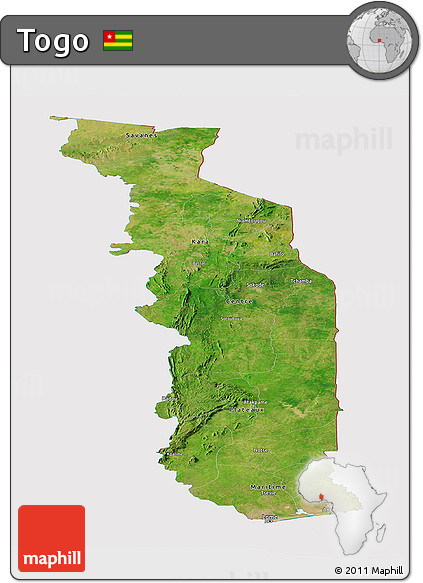 Satellite Panoramic Map of Togo, cropped outside