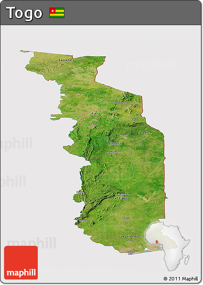 Satellite Panoramic Map of Togo, cropped outside