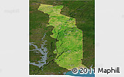 Satellite Panoramic Map of Togo, darken, land only