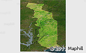 Satellite Panoramic Map of Togo, darken