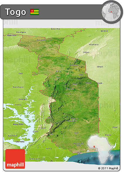 Satellite Panoramic Map of Togo, physical outside, satellite sea