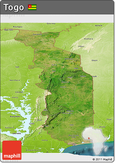 Satellite Panoramic Map of Togo, physical outside, satellite sea