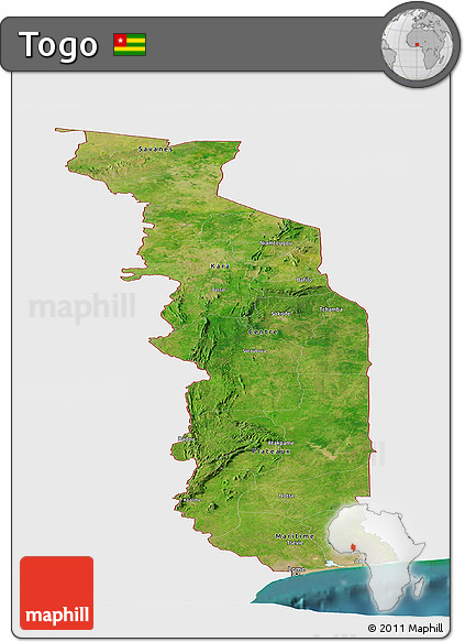 Satellite Panoramic Map of Togo, single color outside