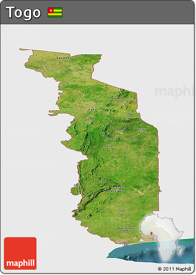 Satellite Panoramic Map of Togo, single color outside