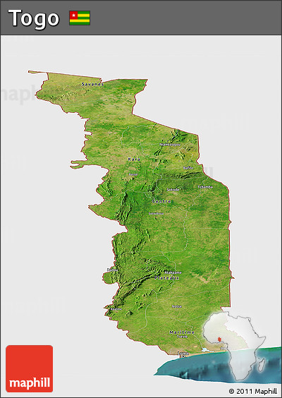 Satellite Panoramic Map of Togo, single color outside