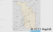 Shaded Relief Panoramic Map of Togo, desaturated, land only