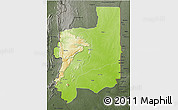 Physical 3D Map of Plateaux, darken, semi-desaturated