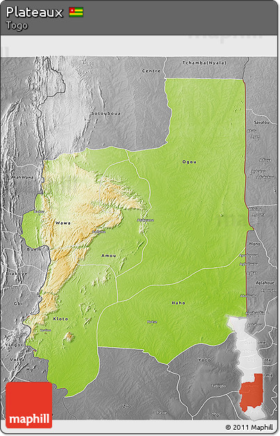 Physical 3D Map of Plateaux, desaturated