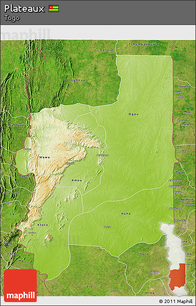 Physical 3D Map of Plateaux, satellite outside