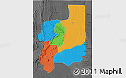 Political 3D Map of Plateaux, darken, desaturated