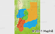 Political 3D Map of Plateaux, physical outside