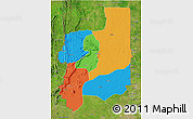 Political 3D Map of Plateaux, satellite outside