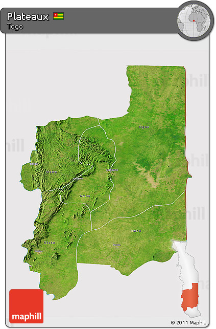 Satellite 3D Map of Plateaux, cropped outside