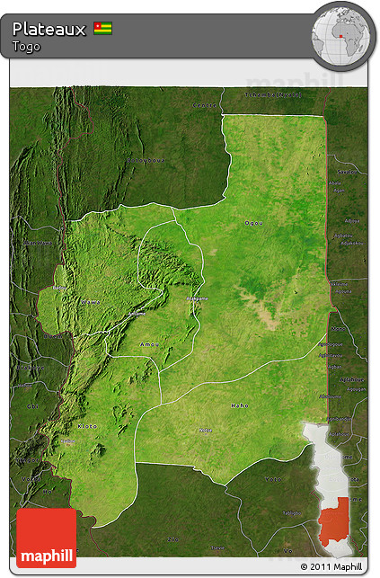 Satellite 3D Map of Plateaux, darken
