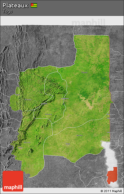 Satellite 3D Map of Plateaux, desaturated