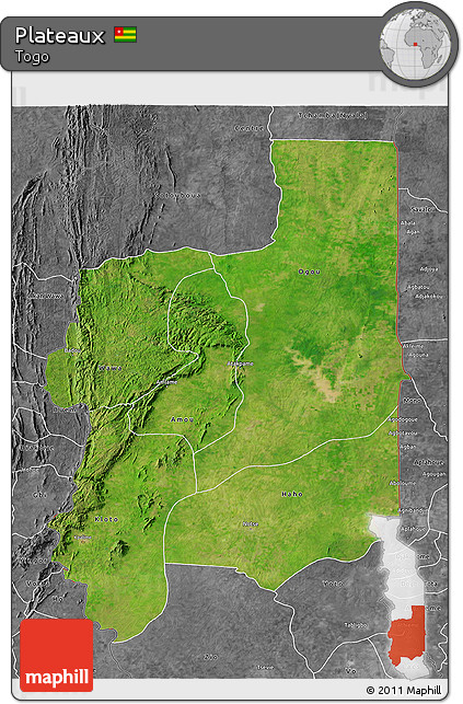 Satellite 3D Map of Plateaux, desaturated