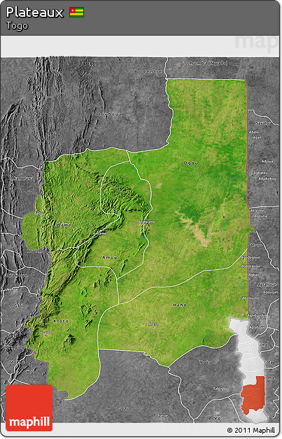 Satellite 3D Map of Plateaux, desaturated