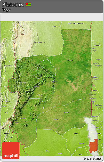 Satellite 3D Map of Plateaux, physical outside